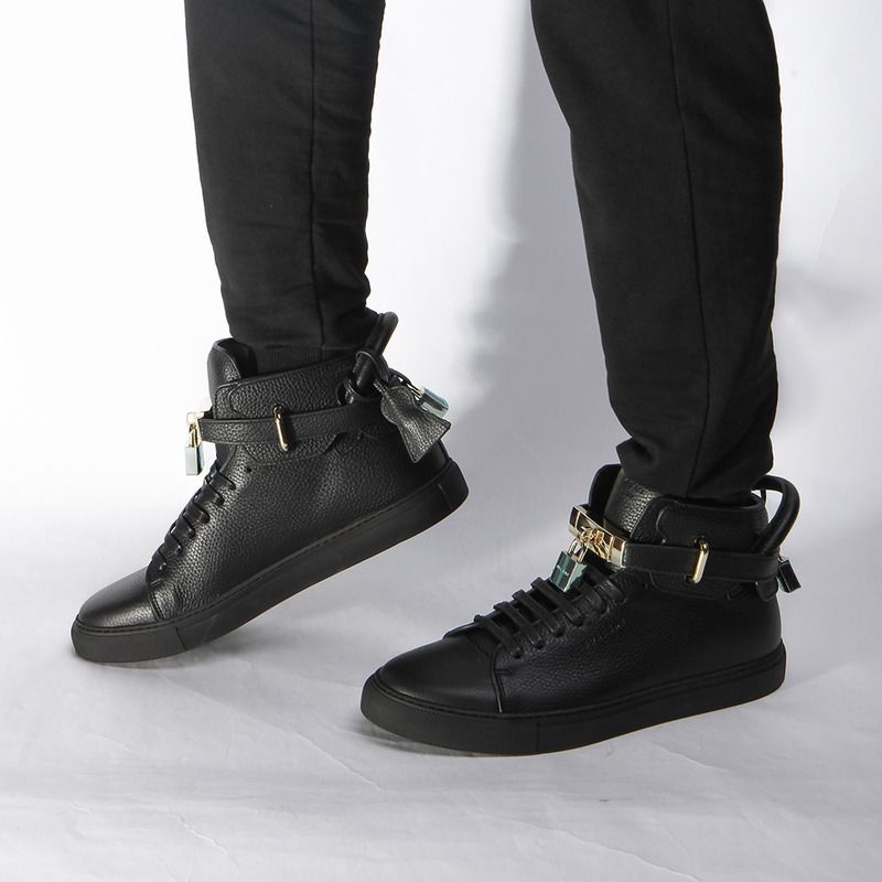 Buscemi Buscemi High-top Top Pebbled Leather Black Sneaker