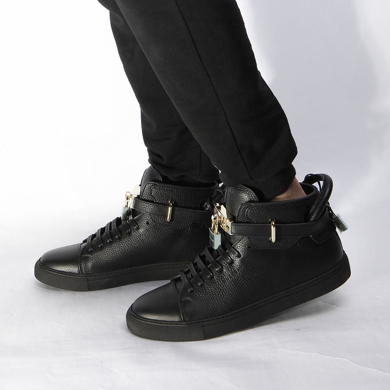 Buscemi Buscemi High-top Top Pebbled Leather Black Sneaker