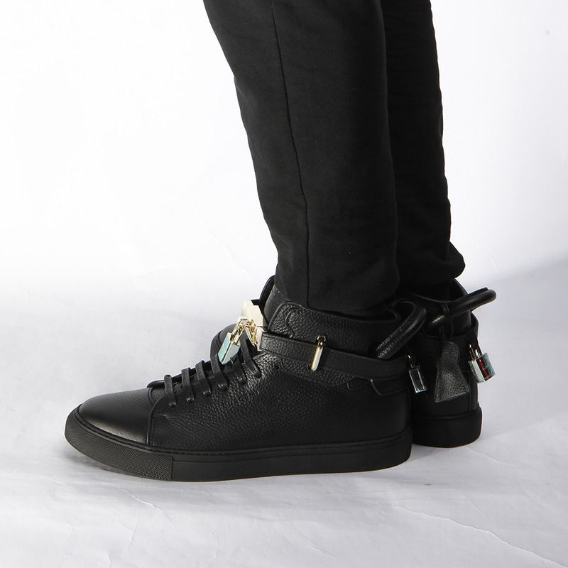 Buscemi Buscemi High-top Top Pebbled Leather Black Sneaker