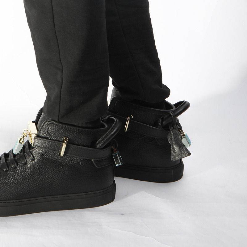 Buscemi Buscemi High-top Top Pebbled Leather Black Sneaker