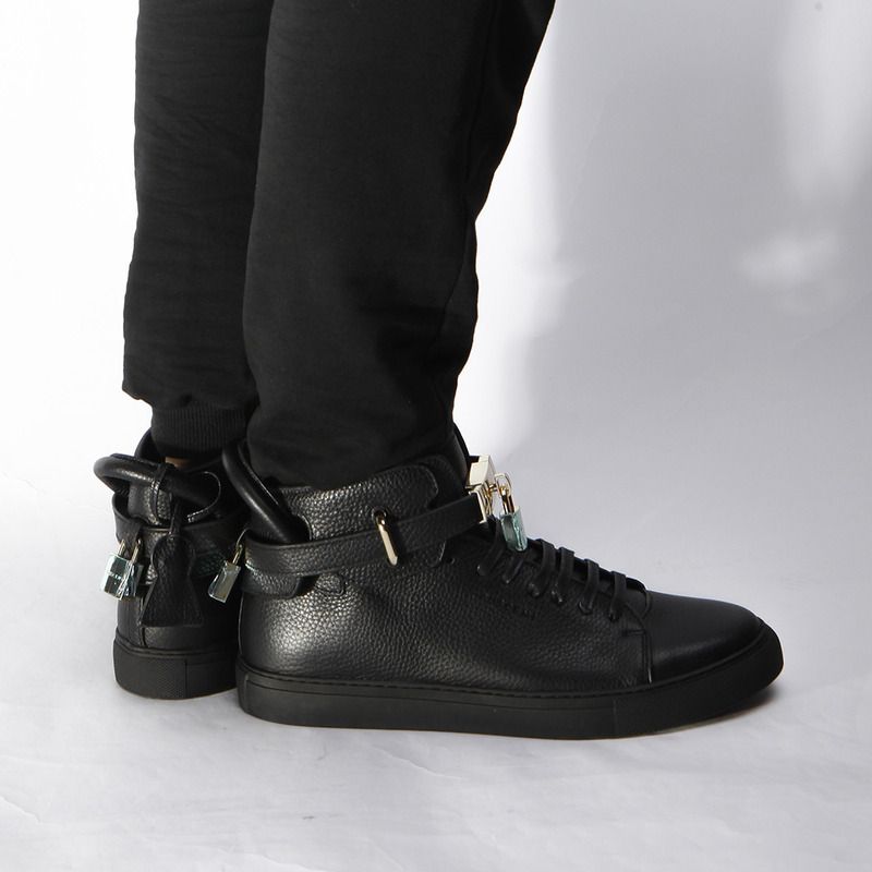 Buscemi Buscemi High-top Top Pebbled Leather Black Sneaker