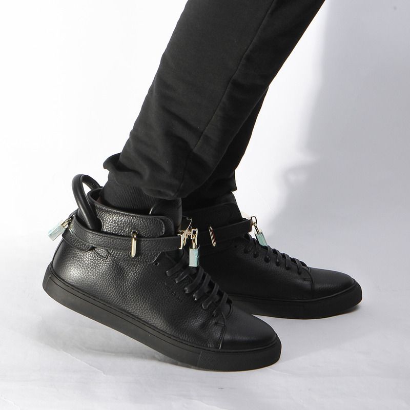 Buscemi Buscemi High-top Top Pebbled Leather Black Sneaker