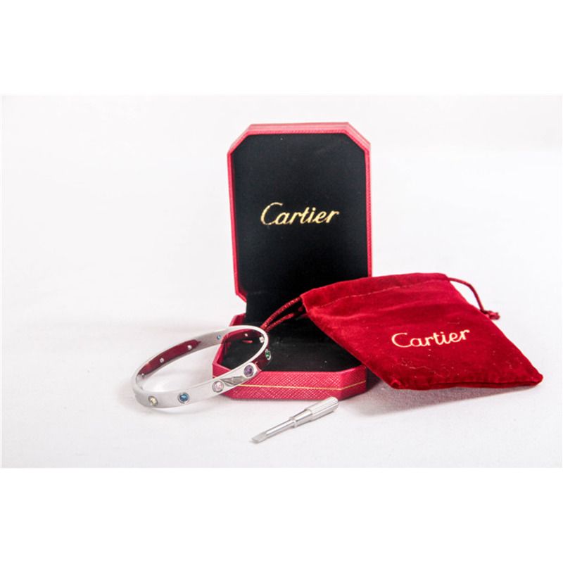 Cartier love bracelet Silver with Colorful Stones