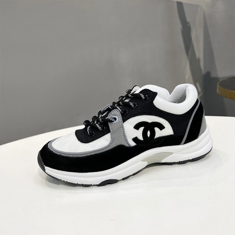 Ch*el low-top luminous sneakers(black&white)