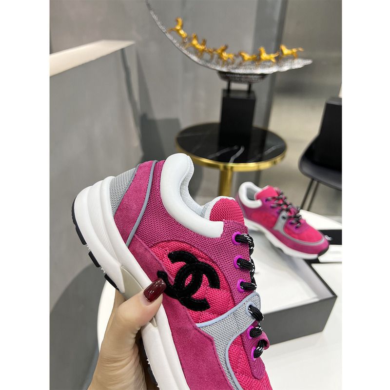 Ch*el low-top luminous sneakers(pink)