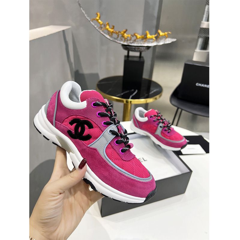 Ch*el low-top luminous sneakers(pink)