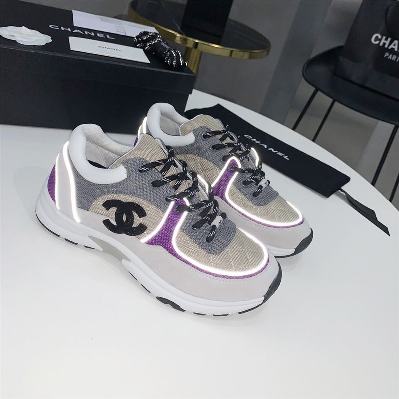 Ch*el low-top luminous sneakers(purple&grey)