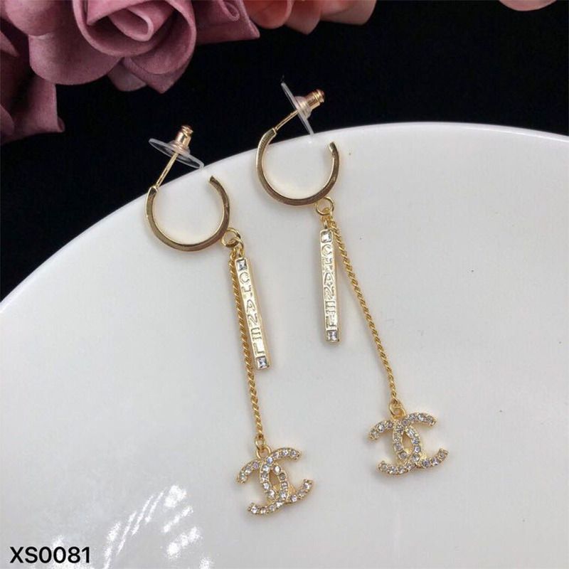 Ch*el  embellished crystal  metal earrings