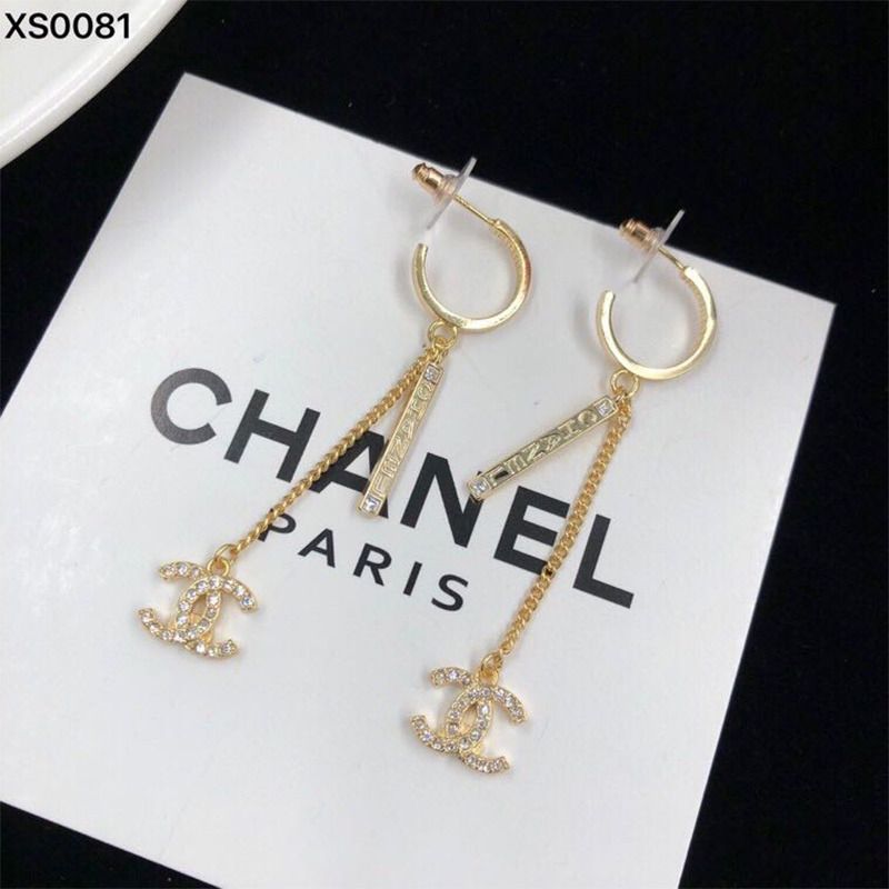 Ch*el  embellished crystal  metal earrings