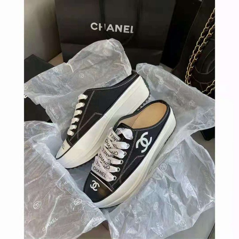 Chane1 Canvas Lace Up Cap Toe Slipper