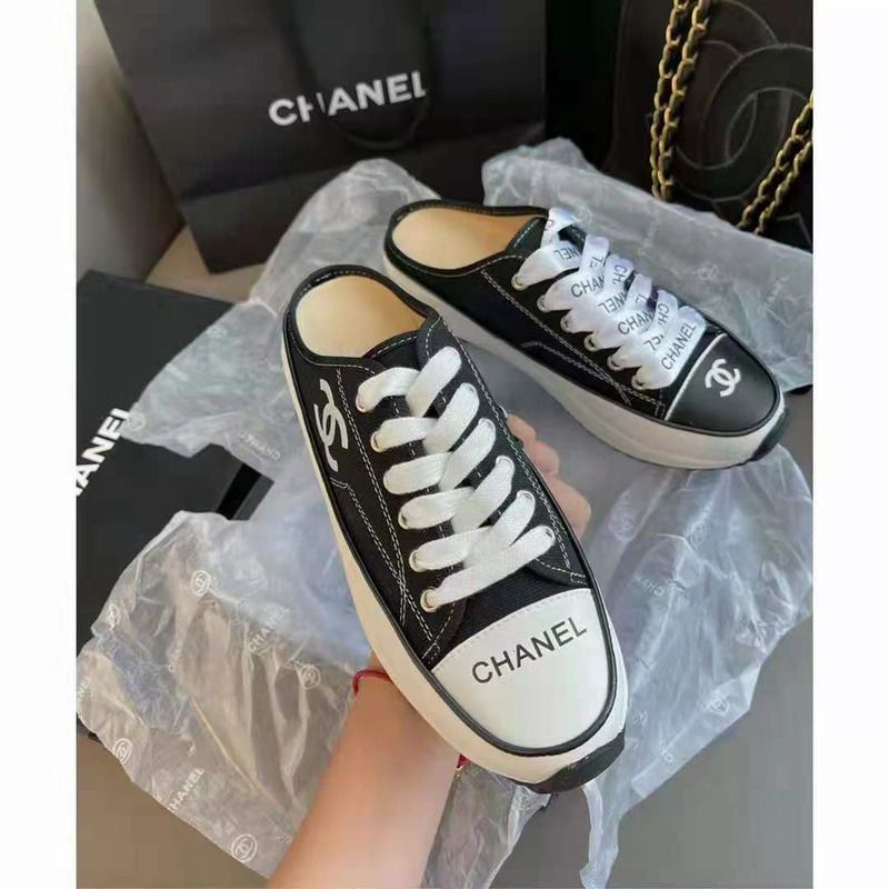 Chane1 Canvas Lace Up Cap Toe Slipper