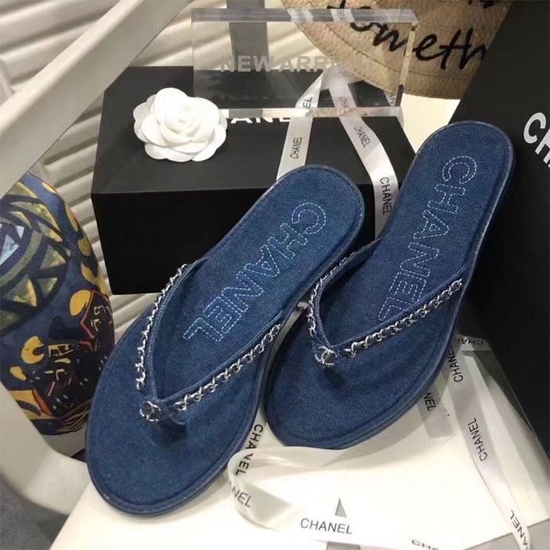 Ch*el women denim slides