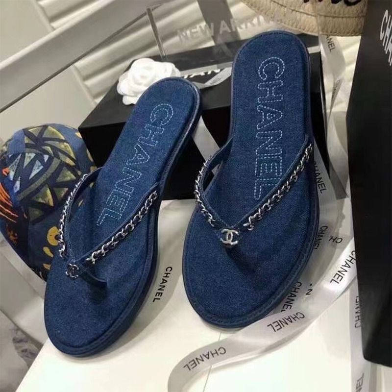 Ch*el women denim slides