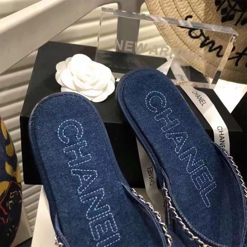 Ch*el women denim slides