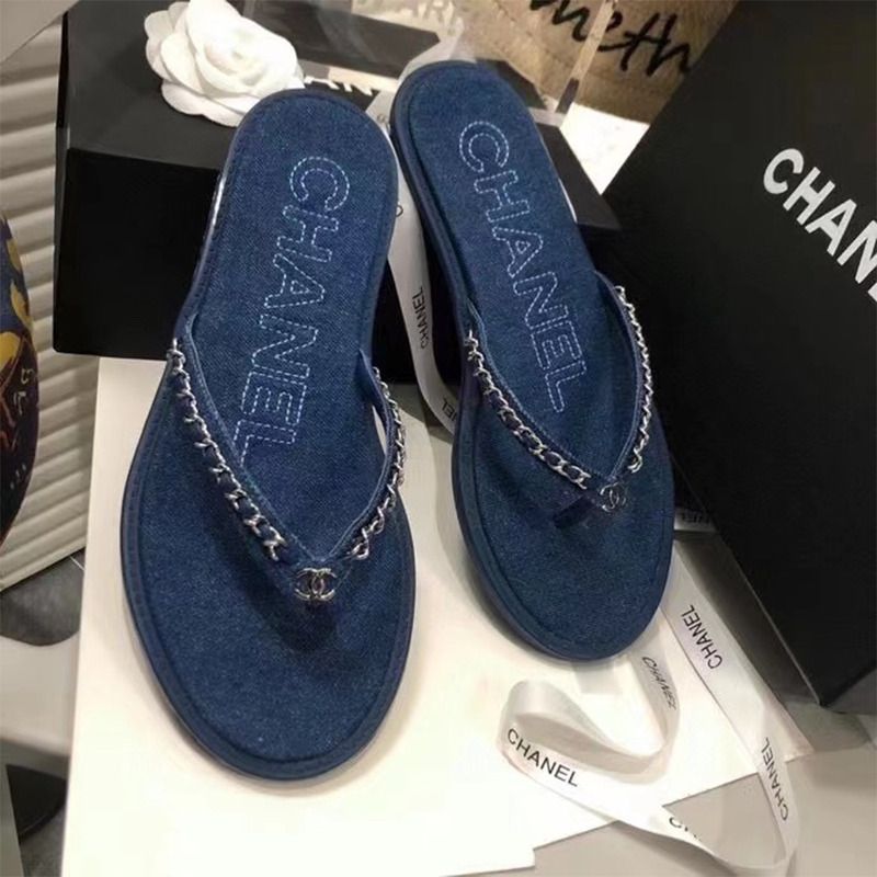 Ch*el women denim slides