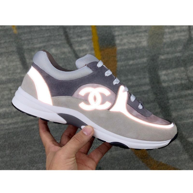 Ch*el sneakers suede nylon reflective