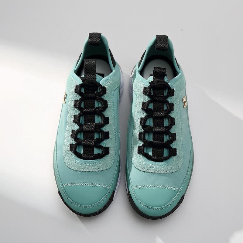 Ch*el velve calfskin mixed fibers sneakers