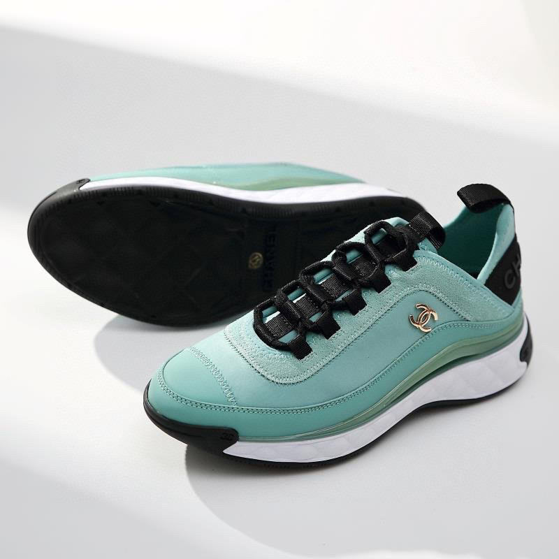 Ch*el velve calfskin mixed fibers sneakers