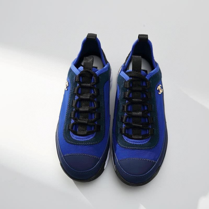 Ch*el velve calfskin mixed fibers sneakers