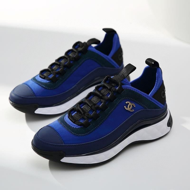 Ch*el velve calfskin mixed fibers sneakers