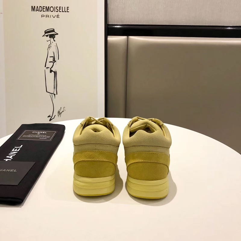 Ch*el suede calfskin sneakers in yellow