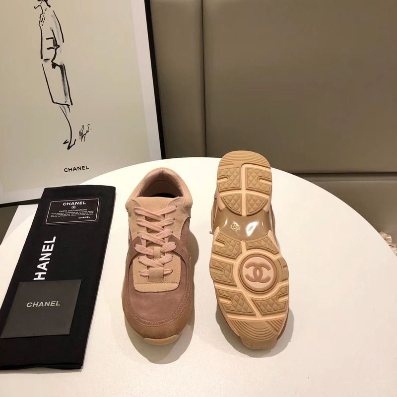 Ch*el suede calfskin sneakers in pink