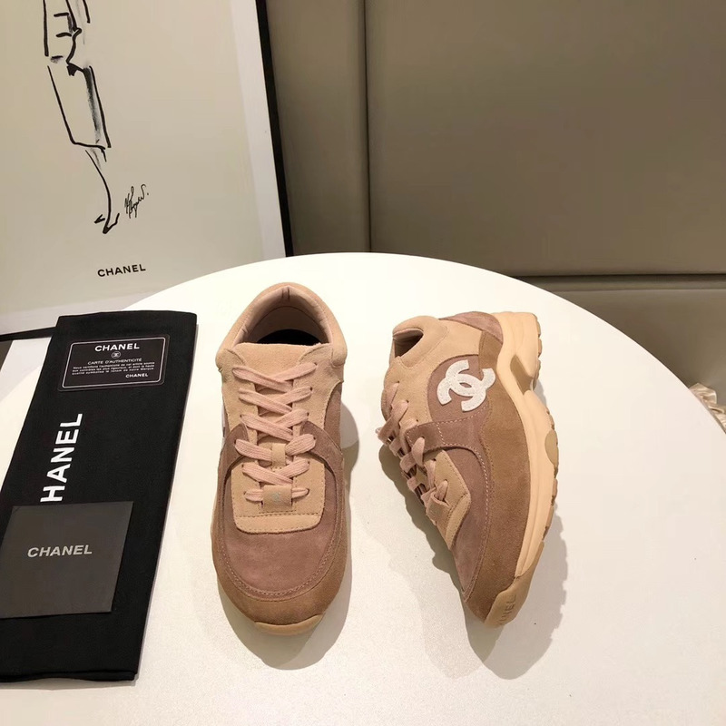 Ch*el suede calfskin sneakers in pink