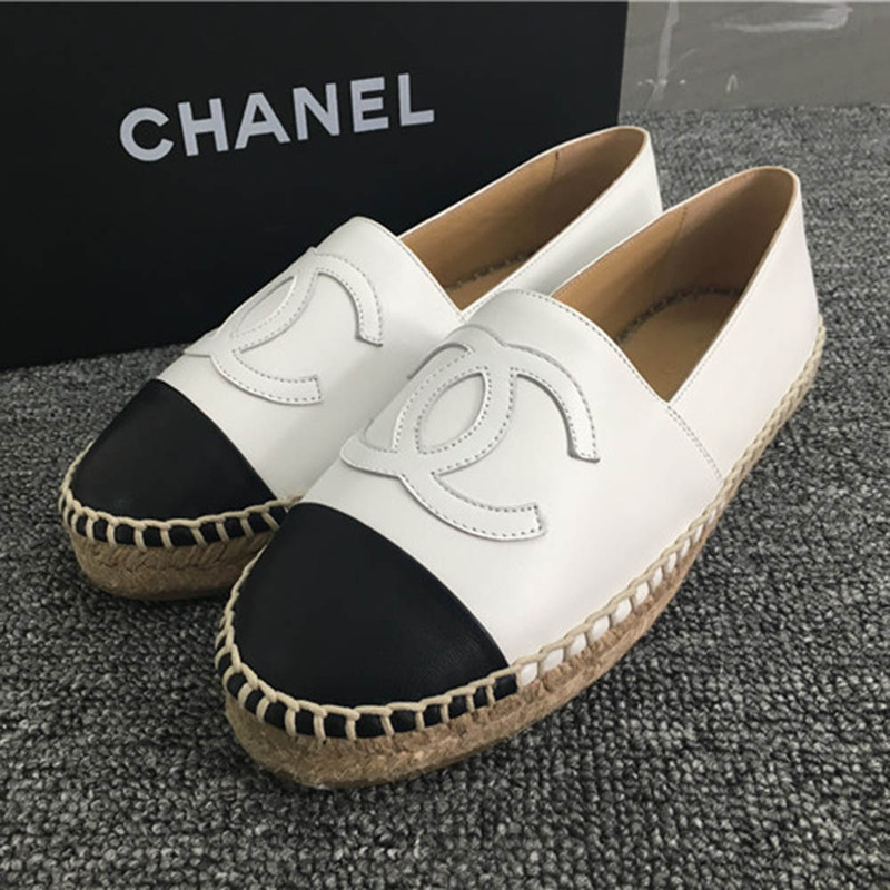 Ch*el slip-on shoes in white leather