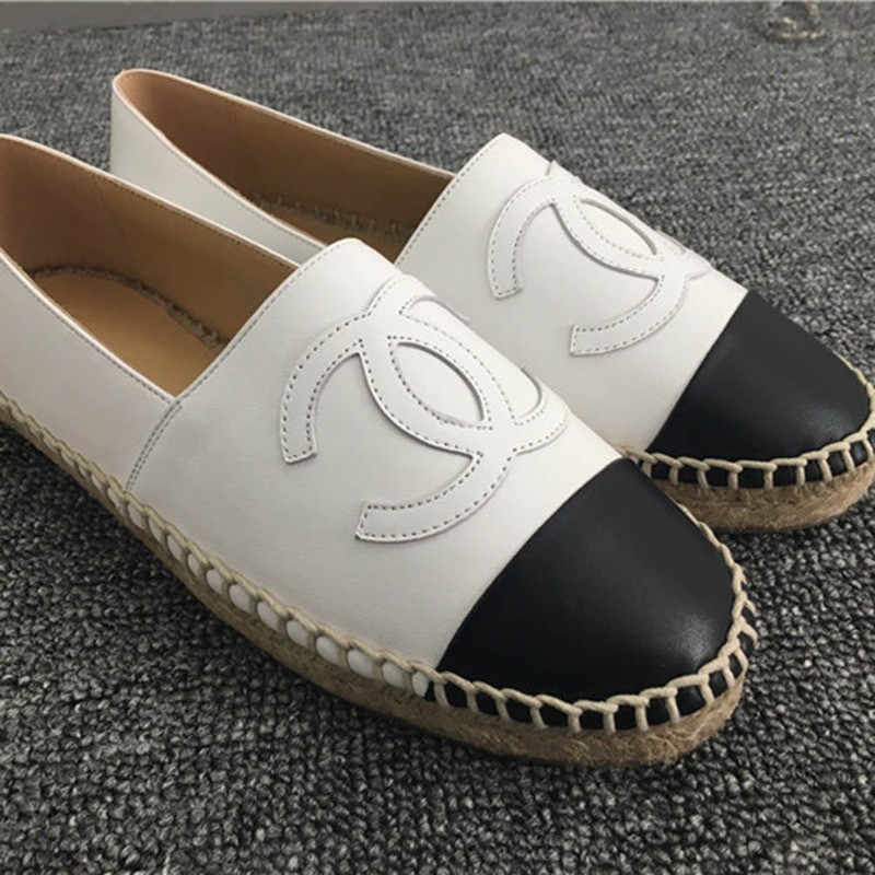 Ch*el slip-on shoes in white leather