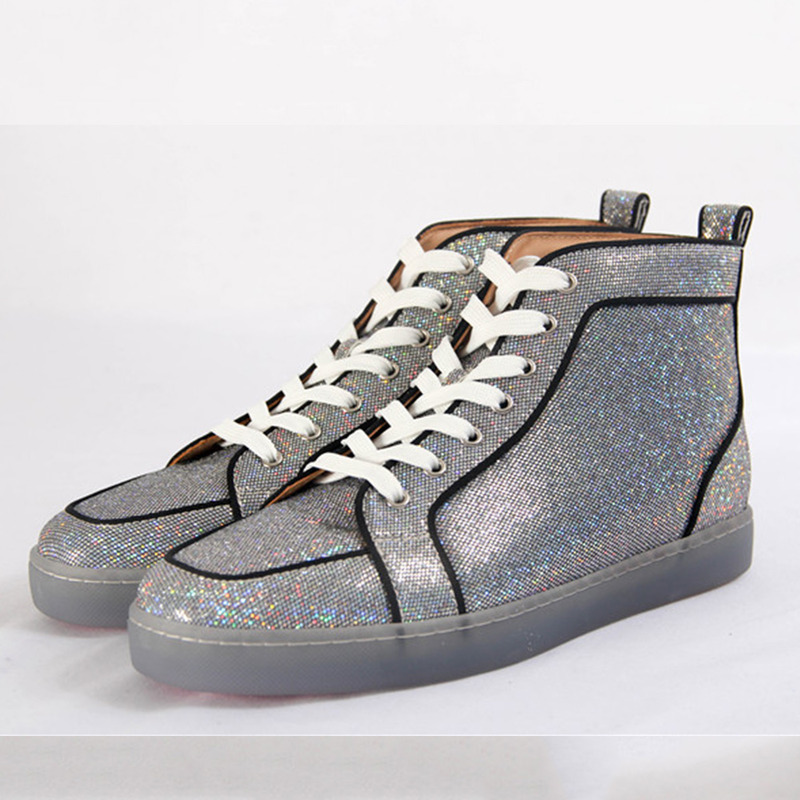 Ch**an louboutin presale limited version mens high top rantus orlato glitter disco ball glitter sneaker