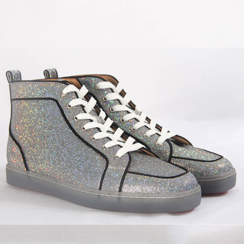 Ch**an louboutin presale limited version mens high top rantus orlato glitter disco ball glitter sneaker