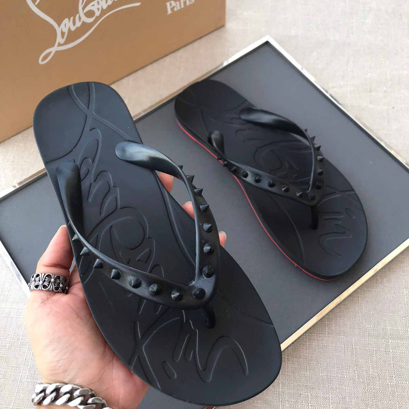 Ch**an louboutin loubi flip black pvc