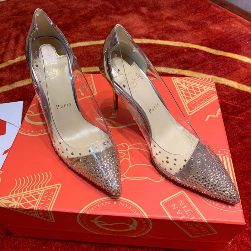 Ch**an louboutin follies mesh strass pumps women high heels