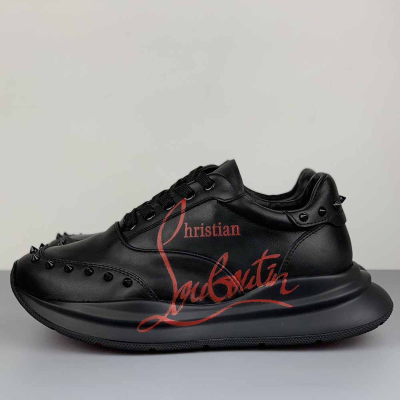 Ch**an louboutin logo sneakers in black