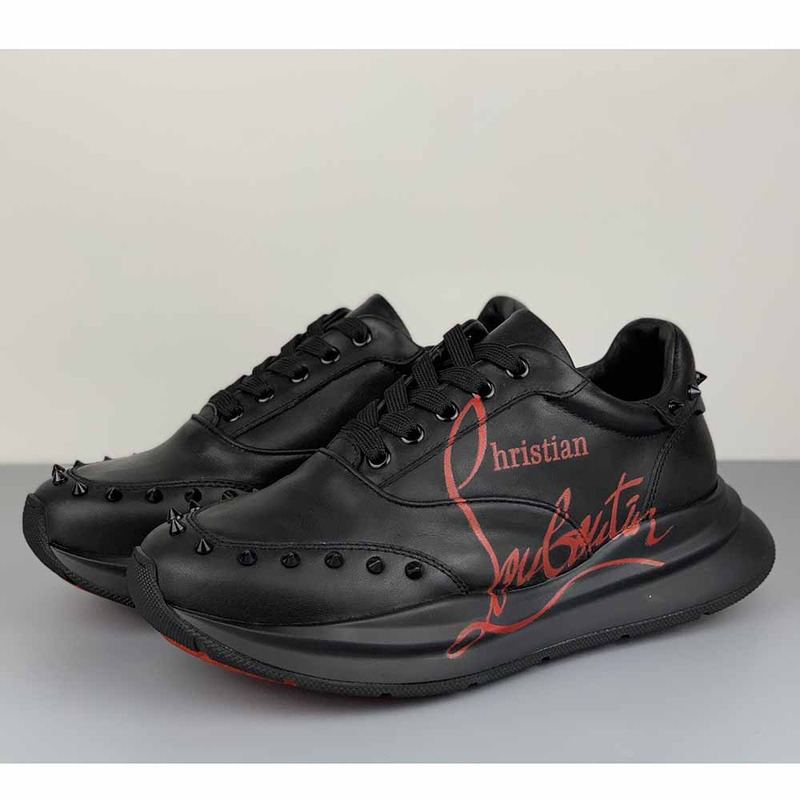 Ch**an louboutin logo sneakers in black