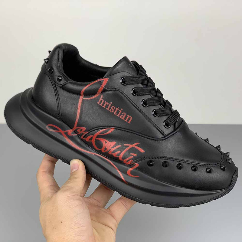 Ch**an louboutin logo sneakers in black