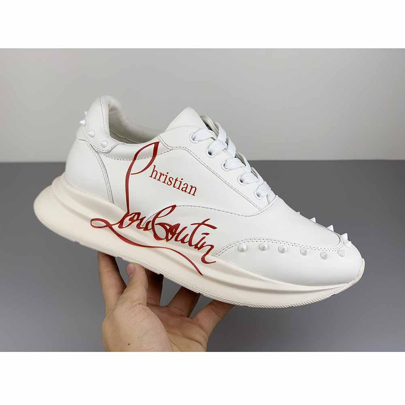 Ch**an louboutin logo sneakers in white