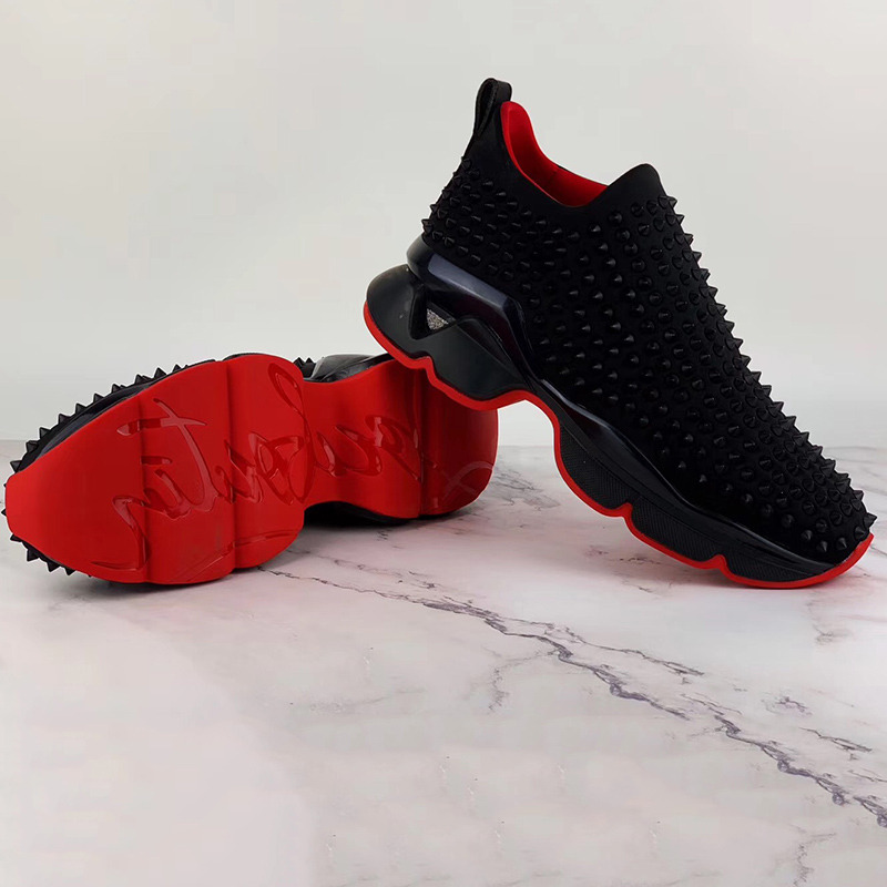 Ch**an louboutin spike-embellished neoprene sock trainers