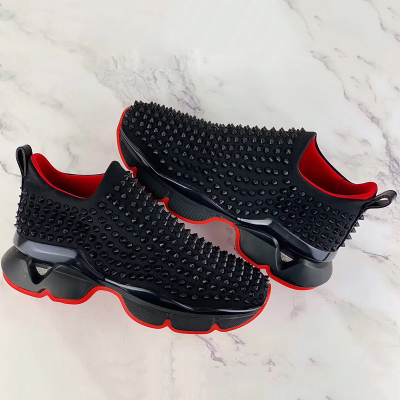 Ch**an louboutin spike-embellished neoprene sock trainers