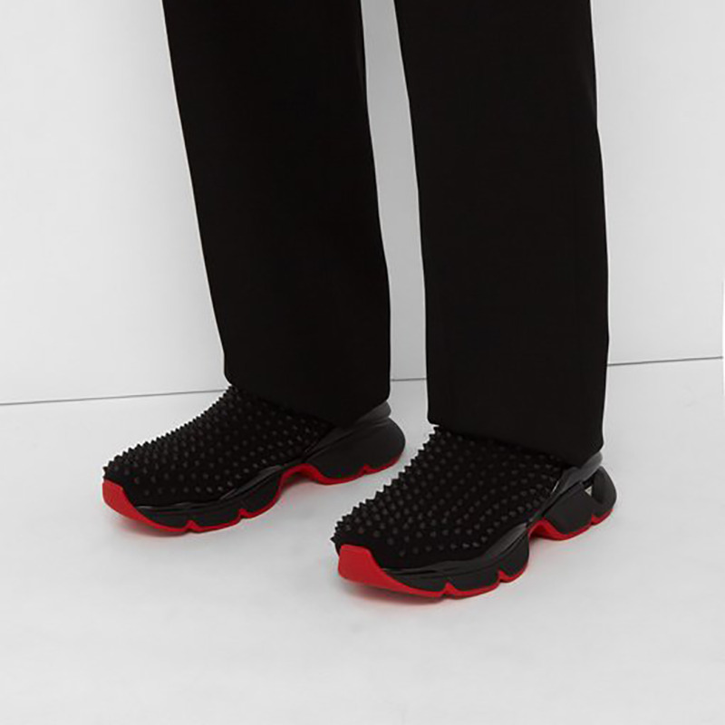 Ch**an louboutin spike-embellished neoprene sock trainers