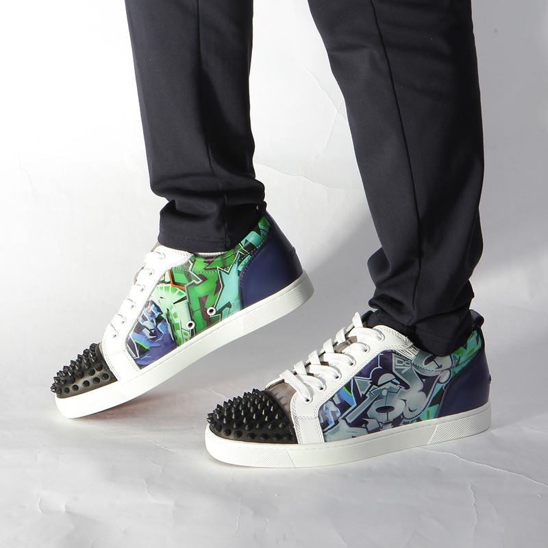 [made  to order] Ch**an louboutin limited version l**is orlato men''s flat blue/multi sneaker