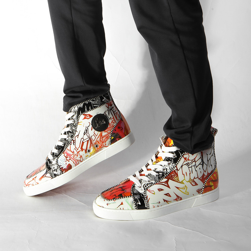 [made  to order] Ch**an louboutin limited version l**is orlato men''s flat orange/multi sneaker