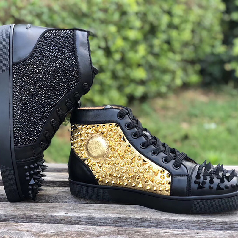 Ch**an louboutin made-to-order!!! super perfect strass spike sneaker in black