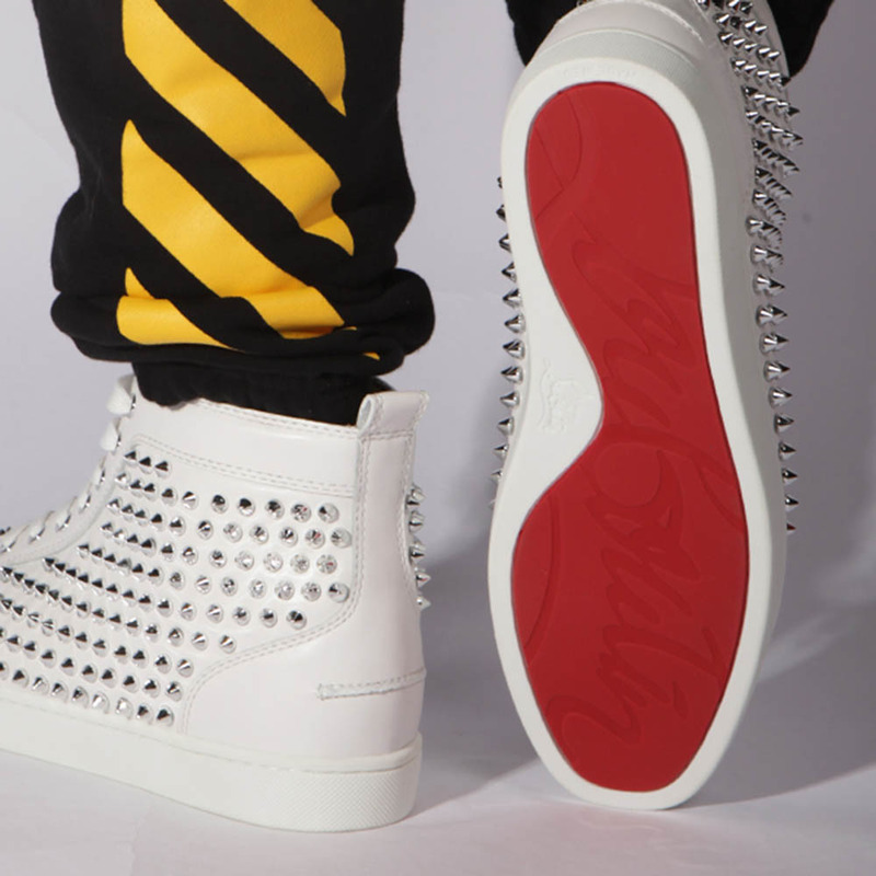 made-to-order!!! Ch**an louboutin limited version l**is sliver spikes sneakers in white