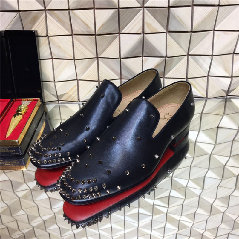 made to order!!! Ch**an louboutin super perfect l**is leather black loafer