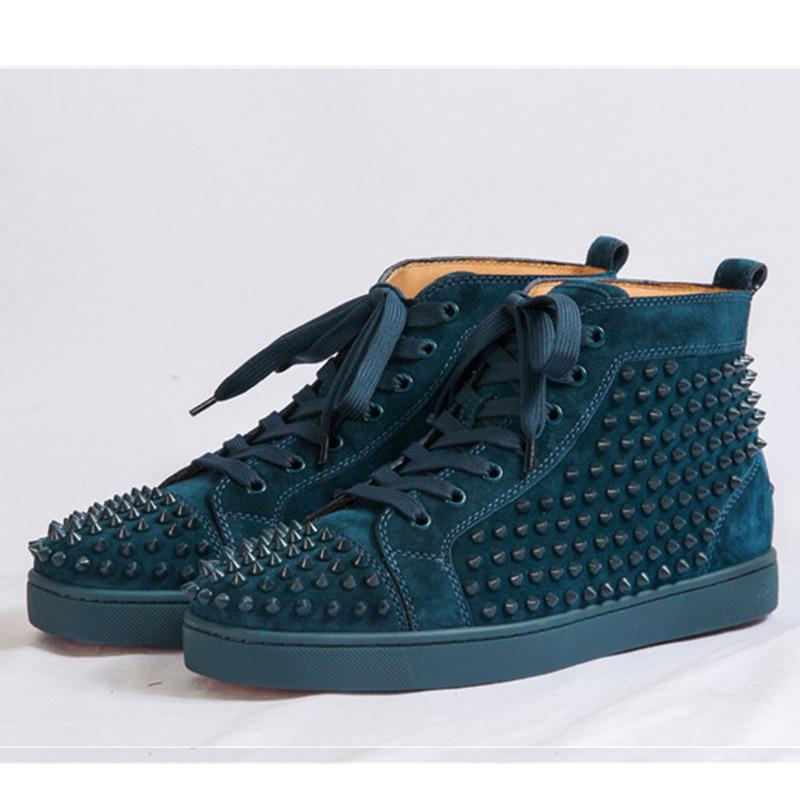 made-to-order!!! Ch**an louboutin limited version quartz l**is spikes men''s flat sneakers