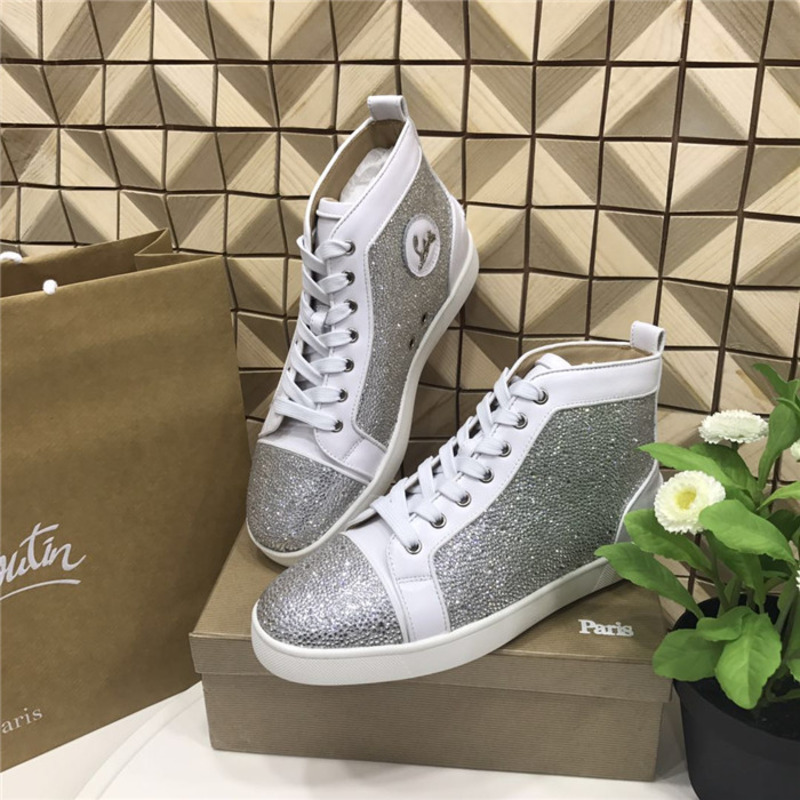 large stock!!! Ch**an louboutin super perfect Ch**an louboutin galaxtidude silver strass l**is sneakers