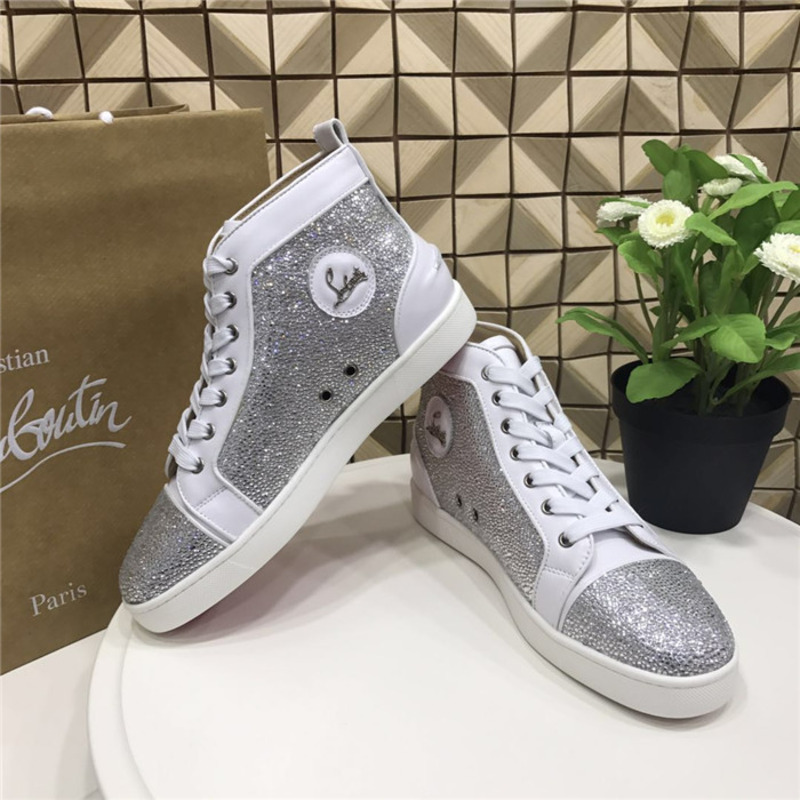 large stock!!! Ch**an louboutin super perfect Ch**an louboutin galaxtidude silver strass l**is sneakers