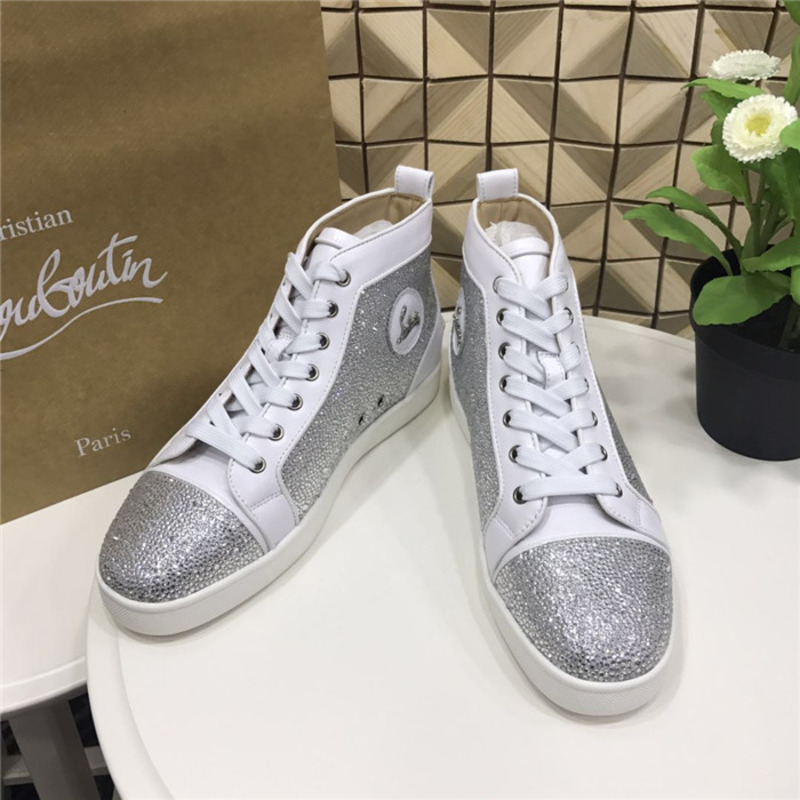 large stock!!! Ch**an louboutin super perfect Ch**an louboutin galaxtidude silver strass l**is sneakers