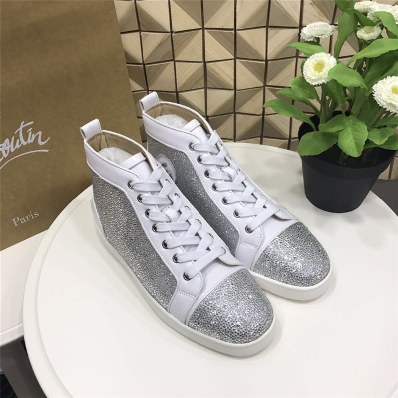 large stock!!! Ch**an louboutin super perfect Ch**an louboutin galaxtidude silver strass l**is sneakers